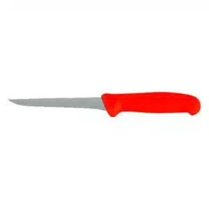 Couteau désosseur ètroit à manche de couleur rouge, longueur manche : 140 mm