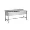 Plonge démontable sur pieds ronds, sans étagère, inox AISI 304, 2 bacs, longueur 1800 mm