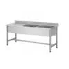 Plonge démontable sur pieds ronds, sans étagère, inox AISI 304, 2 bacs, longueur 1800 mm