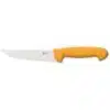 COUTEAU À DÉPOUILLER MANCHE JAUNE, LAME FORTE, longueur : 160 mm