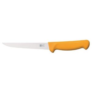 COUTEAU À DÉSOSSER MANCHE JAUNE, LAME FORTE, longueur : 140 mm