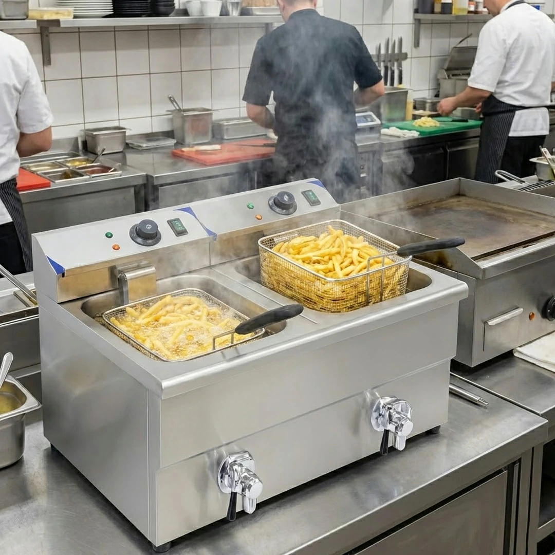 Friteuse Électrique Professionnelle à 2 Cuves de 8 Litres