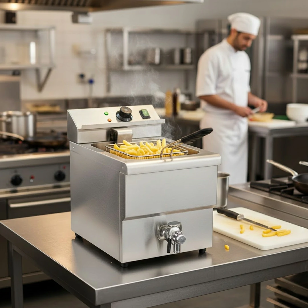 Friteuse électrique avec vanne de vidange 8 litres 3250 W