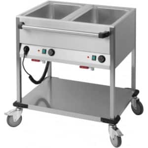 Chariot Bain-Marie à eau 2 GN 1/1 , acier inoxydable 18/10 , 850 x 700 x 900 mm