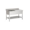 PLONGE SOUDÉE SUR PIEDS CARRÉS avec étagère, inox ferritique, 1000 x 700 x 850 mm