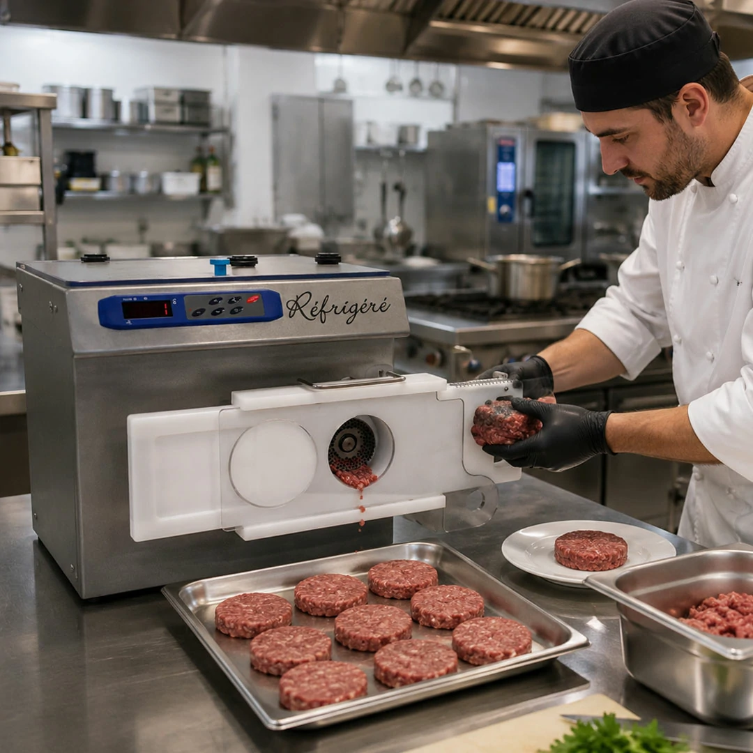Hachoir Professionnel Triphasé Réfrigéré avec Portionneur