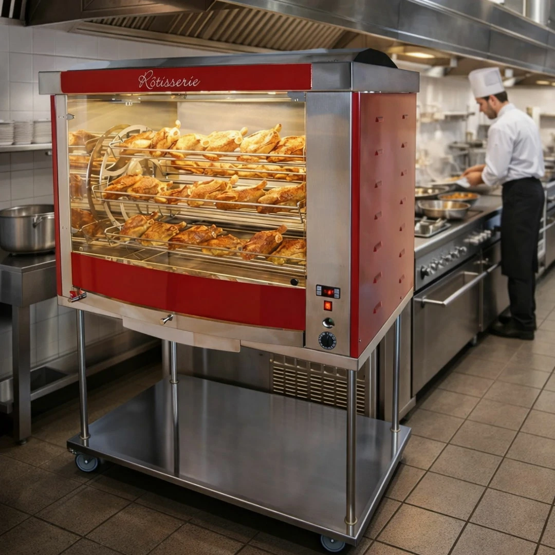 Rôtissoire professionnelle à balancelle FUSION 7 sur châssis inox à roulette - Idéale pour les restaurants, traiteurs et grandes cuisines – Image 5