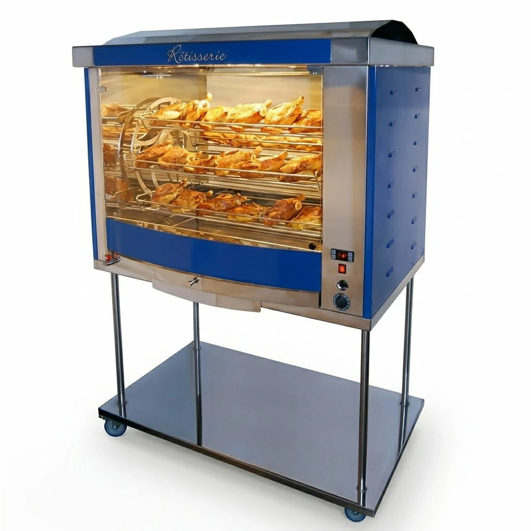 Rôtissoire professionnelle à balancelle FUSION 7 sur châssis bleu