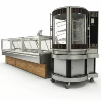 Vitrine d'agencement pour rotisserie, meuble neutre