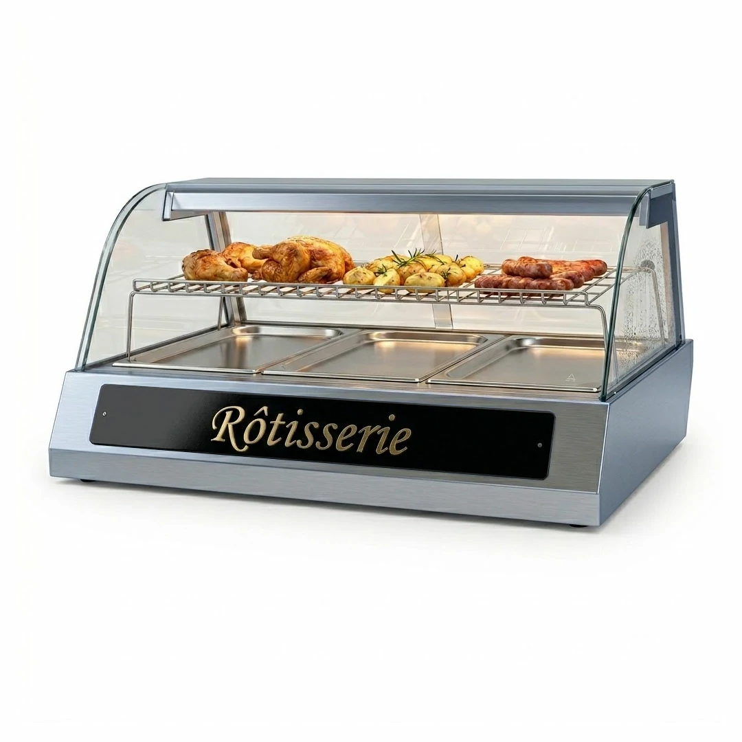 Vitrine de présentation inox 3 bacs noir
