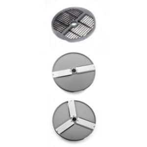 Kit de disque: 3 disques à trancher (ø 2/4/6 mm), 2 disques à râper (ø 3/5 mm), 1 disque à frite ( 10x10 mm)