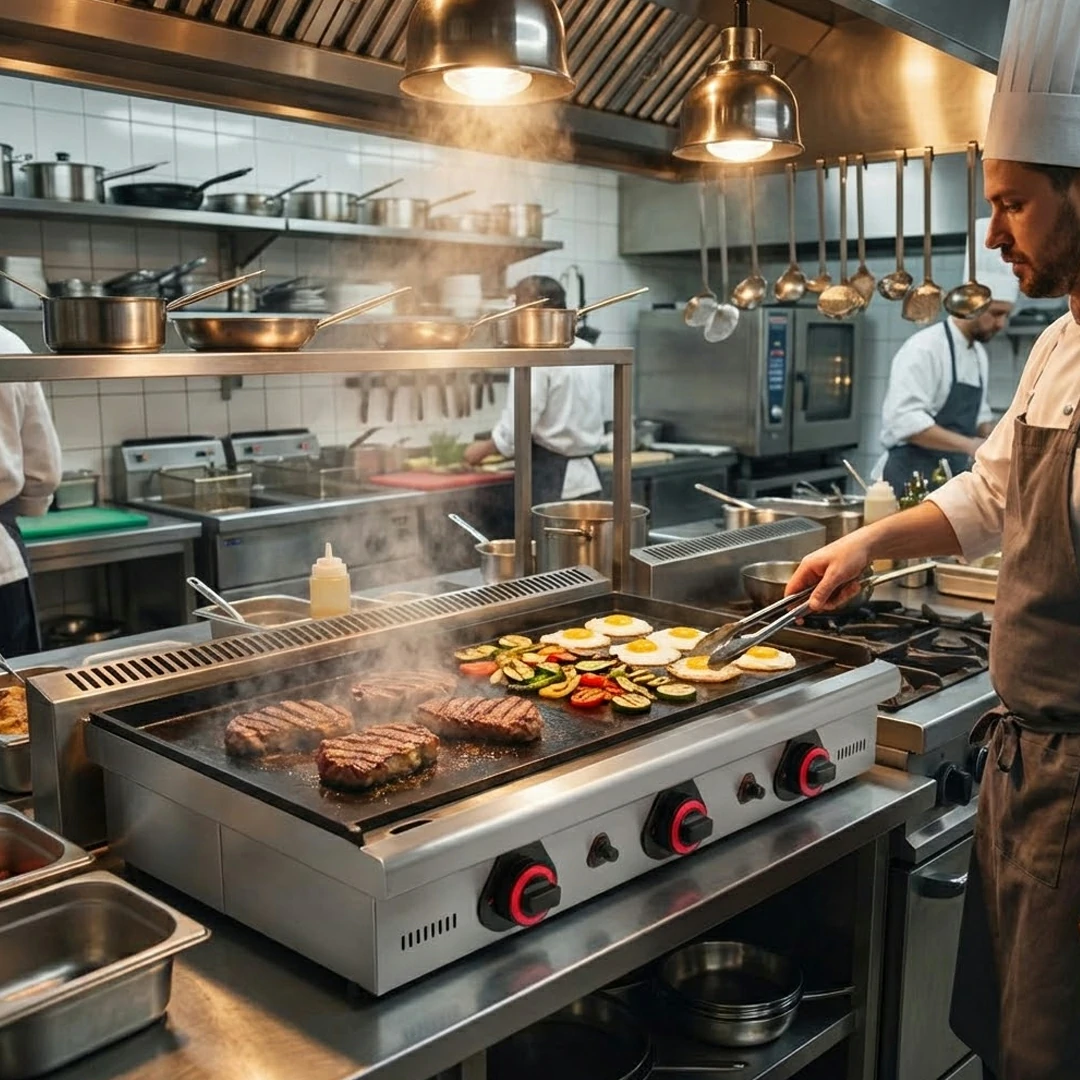 Plancha à Snacker à Gaz Inox Professionnelle 3 Zones