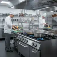 Fourneau 6 feux et four gaz, profondeur 700 mm