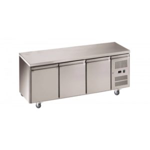 Desserte réfrigérée centrale négatif -18/-22°C inox 3 portes, gamme gastro GN1/1 417 L