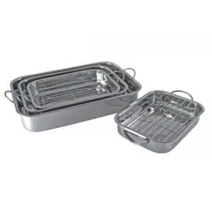 Set de 4 plats à lasagne en inox, avec grilles