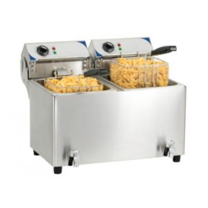 Friteuse électrique avec vanne de vidange, 2 x 7 litres