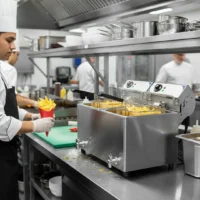 Friteuse Électrique Professionnelle Double Cuve 2 x 7 Litres