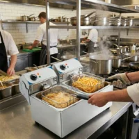 Friteuse électrique 2 x 7 litres en acier inoxydable 2 x 3600 W