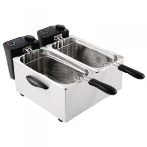 Friteuse de comptoir double Caterlite, en acier inoxydable, 2 x 3,5 litres