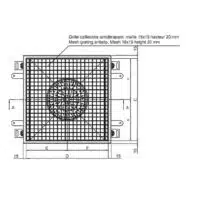 Caniveau en inox 400 x 400 mm avec sortie centree et sortie en bout.