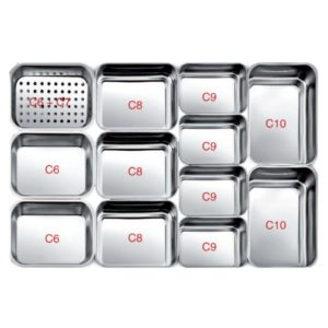 Plats inox pour vitrines réfrigérées profondeur 740 mm, bac à foie C6