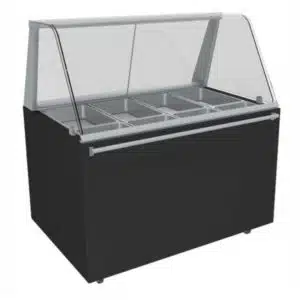 Vitrine chauffante à plats cuisinés, ouverte bain-marie à eau, 4,5 Kw