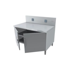 Meubles arrières neutres pour service traditionnel, dessus en inox AISI 304, 4 portes battantes, profondeur 800