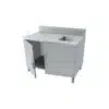 Meubles plonge pour service traditionnel arrière, dessus en inox AISI 304, 4 portes battantes, profondeur 700