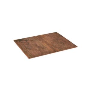 Plateau rectangulaire en melamine, imitation bois sur pieds silicone, profondeur 325 mm