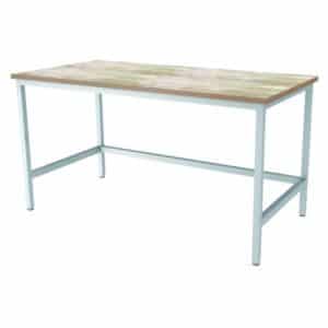 Table inox dessus hêtre centrale, Longueur 2000 mm