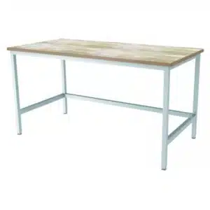 Table inox dessus hêtre adossée, Longueur 2000 mm