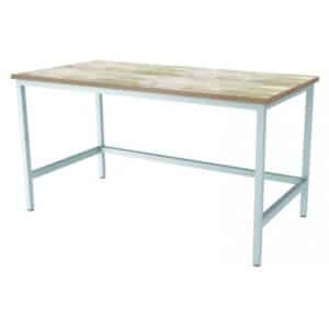 Table inox dessus hêtre roulante adossée, longueur 1600 mm