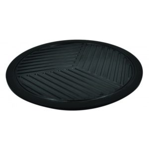 Plateaux ronds en mélamine noir strié sur pieds en silicone