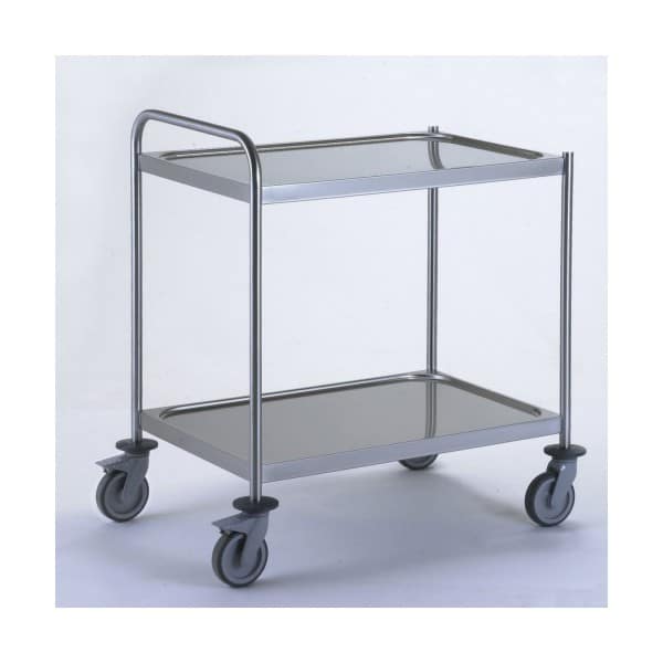 Chariot Desserte Inox avec 3 Plateaux 4 Roues Pivotantes 2 Freins