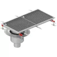 Caniveau de sol sortie verticale avec grilles inox