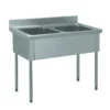 Plonge démontable sans étagère adossée 2 bacs L 1200 x l 600 x H 900 mm