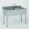 Plonge démontable sans étagère adossée 2 bacs L 1200 x l 600 x H 900 mm – Image 2