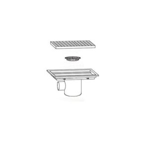 Caniveau avec cuvette monobloc, 1000 x 250 mm, sortie horizontale centrée, Ø 100 mm