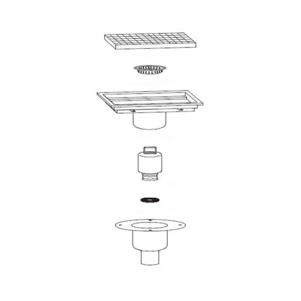 Caniveau en inox 1000 x 500 mm