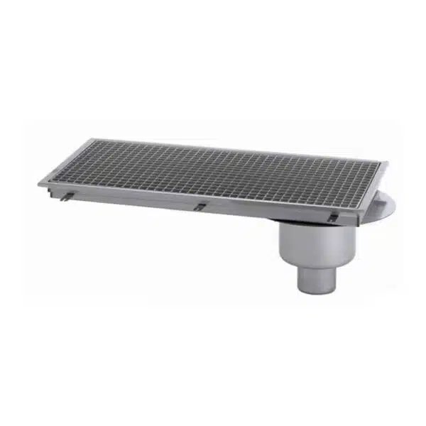 Caniveau avec cuvette réglable inox 800 x 400 mm sortie verticale