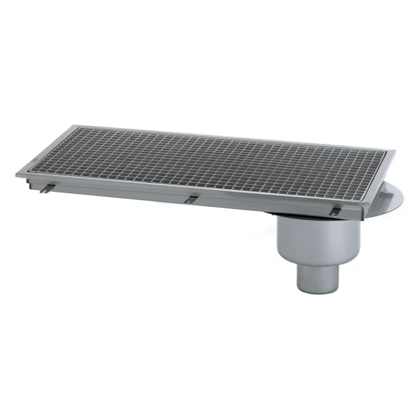 Caniveau avec cuvette monobloc inox sortie verticale