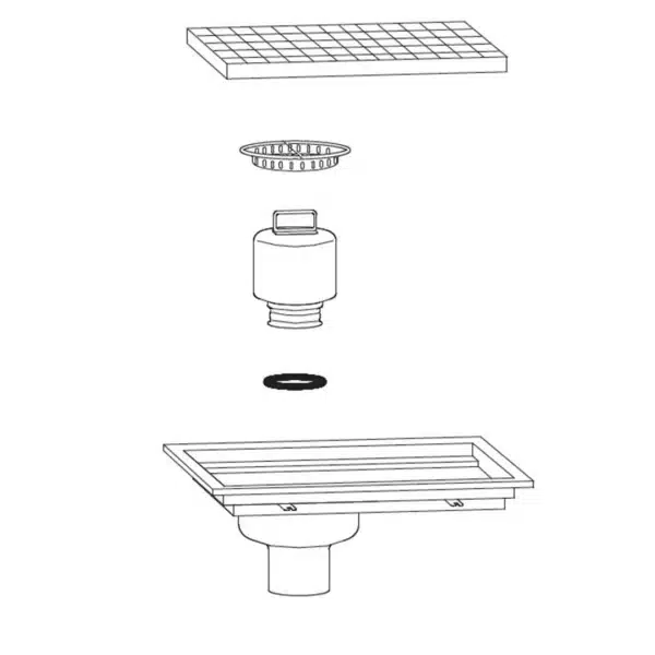 Caniveau cuisine avec cuvette monobloc inox