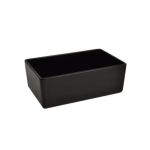 Plat noir en mélamine, format gastro évasé sur pieds silicone