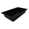 Plat noir format gastro en mélamine, bords larges sur pieds silicone, GN1/2
