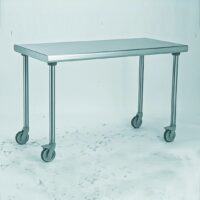 Table inox TS 15N démontable sur roues centrale pieds ronds largeur 800 mm