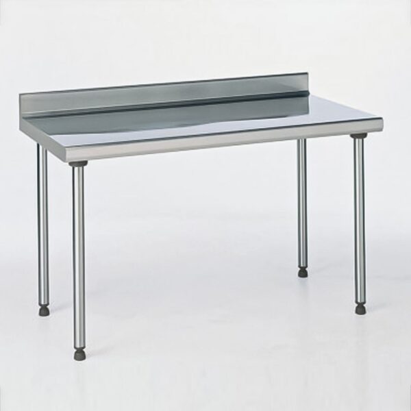 Table inox TS 15N démontable sur mesure à dosseret pieds ronds largeur 600 mm