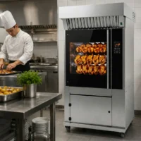 Rôtissoire autonettoyante avec hotte autonome à charbon actif