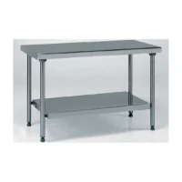Table inox TS 15N démontable sur piétement centrale + étagère pieds ronds largeur 700 mm