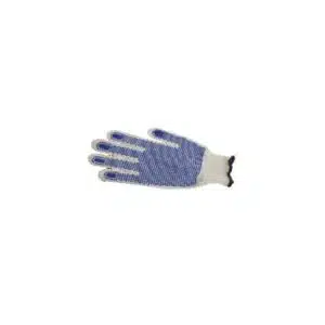 Gant de manutention surgelé, tricoté en polyester/coton, picots PVC, blanche/bleue