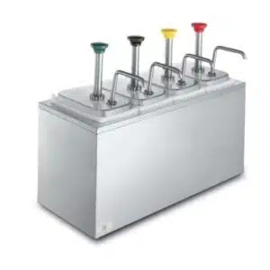 Distributeur de garniture froid 4 recipients à pompe 4 x 3,3 L